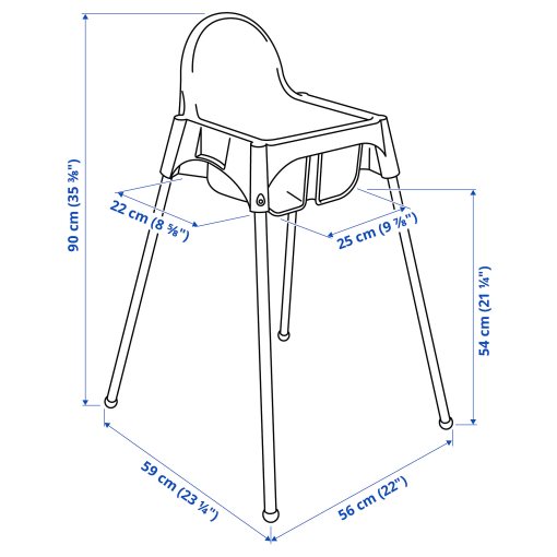 Antilop Highchair With Safety Belt, Ikea High Chair Dimensions