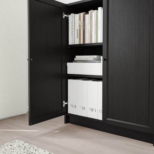 Billy Oxberg Bookcase With Doors, Ikea Billy Bookcase Doors Only