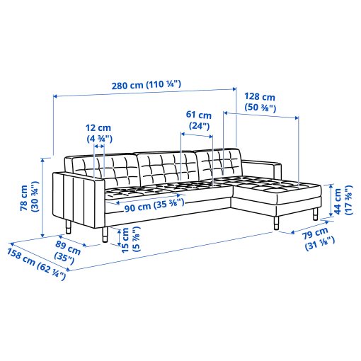 LANDSKRONA 4-seat sofa with chaise longue, Other colors | IKEA Cyprus