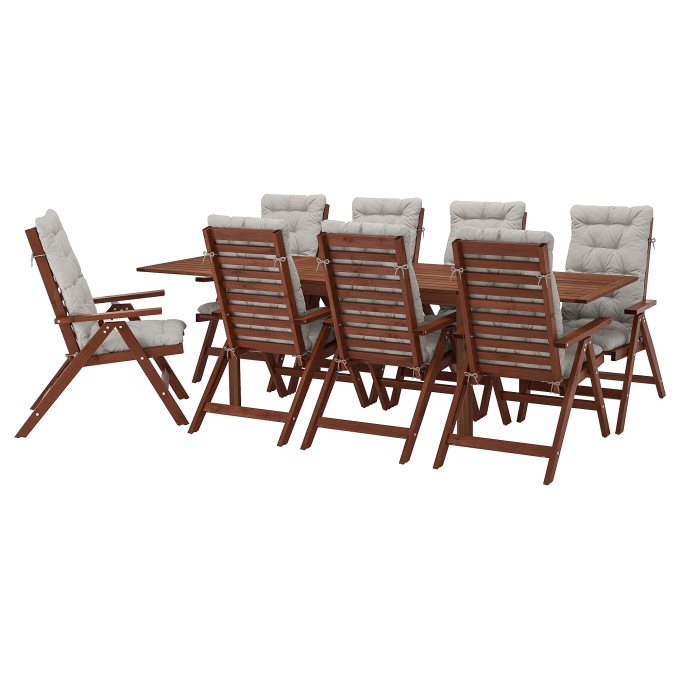 APPLARO table+8 reclining chairs, outdoor | IKEA Cyprus