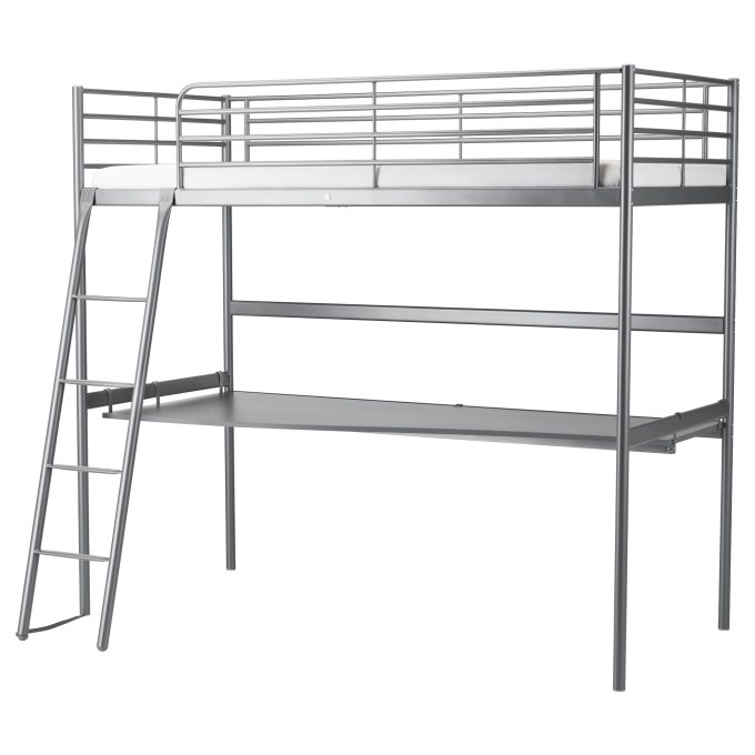 Svarta Loft Bed Frame With Desk Top Grey Ikea Cyprus