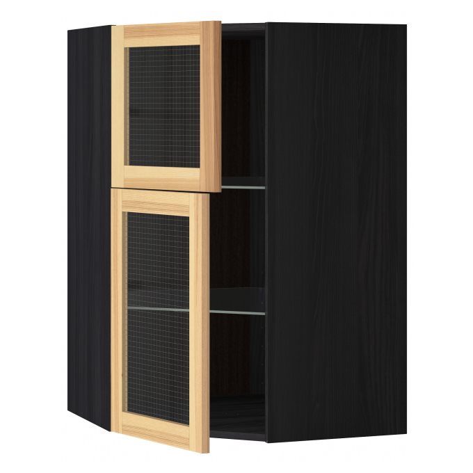 Metod Corner Wall Cabinet With Shelves 2 Glass Doors Ikea Cyprus